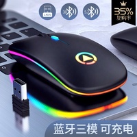 Souris sans fil rechargeable, souris sans fil ultra-fine, silencieuse, avec lumières LED, pour ordinateur portable, souris sans fil