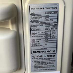 Condizionatore d'aria camera <span class=keywords><strong>GENERAL</strong></span> <span class=keywords><strong>GOLD</strong></span> 18000 BTU pompa di calore pinna d'oro di alta qualità on/off R410a alta efficienza una classe con turbo - Product Image 5