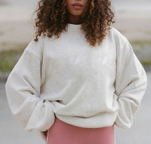 Sudadera de cuello alto de algodón con logotipo personalizado, Jersey bordado con hombros caídos, jersey de lana, Sudadera de cuello alto de gran tamaño para mujer - Product Image 3