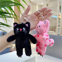 Porte-clés en peluche chat à pois mignon en gros, poupée en peluche douce en coton, animal en peluche réconfortant pour cadeau d'enfant