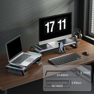 Soporte de Monitor con Efecto de Iluminación RGB, Versión 10, con Soporte para Teléfono y 4 Puertos USB 3.0, Venta al Por Mayor de Fábrica, OEM Disponible - Product Image 5