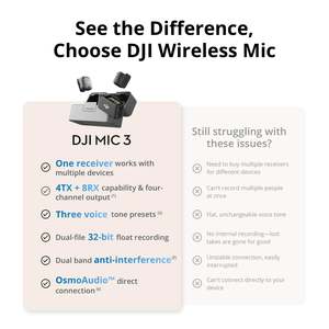 DJI Mic 3 Wireless <b>Microphone</b> 2 Tx 1 Rx With Charging Case 32 Bit Float <b>Recording</b> For Podcast Interview - Product Image 5