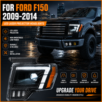 Untuk Ford F150 2009-2014 XL XLT SVT Raptor Lampu Depan Proyektor LED Bi Xenon DRL Sequential Flowing Upgrade Lampu Depan Truk