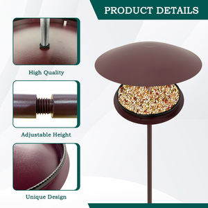 Подставка для кормушки для птиц JH-Mech, отдельно стоящая, уличная, с круглым основанием, регулируемая высота, металлическая, с покрытием, цвет фиолетово-коричневый - Product Image 3