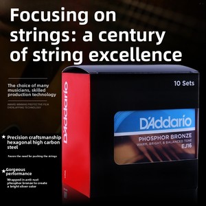 <span class=keywords><strong>Cuerdas</strong></span> Originales D'Addario para <span class=keywords><strong>Guitarra</strong></span> Acústica Folk, Bronce Fosforado, Sonido Cálido, Brillante y Equilibrado, Juego de 6 <span class=keywords><strong>Cuerdas</strong></span> EJ1615 EZ910920 Universal - Product Image 2