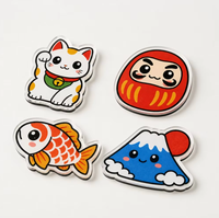 Aimant de réfrigérateur personnalisé en acrylique, style dessin animé mignon Kawaii, 3 mm, découpe à la forme, impression UV, support magnétique noir, en gros