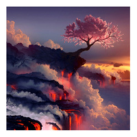 Peinture diamantée Ever Moment, paysage d'arbre et de nuages, image en point de croix, mosaïque, décoration murale S2F868