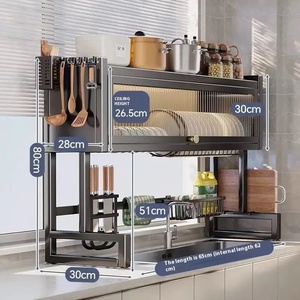 Giá để đồ nhà bếp hai tầng bằng kim loại, có khay thoát nước, dễ dàng sử dụng, dành cho bát đĩa, dụng cụ nhà bếp - Product Image 6