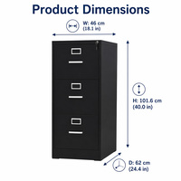 Archivador Moderno Móvil de Media Altura, Color Negro, con Cerradura, Horizontal y Vertical, Mueble de Almacenamiento para Oficina en Casa
