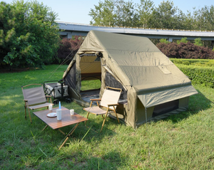 Tente de camping de luxe de 6,3 mètres carrés à double porte, petite lucarne verte, résistante aux UV et imperméable, confortable - Product Image 2