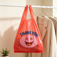 Bedankje Smile Logo Rood T-shirt Plastic Boodschappentassen Wegwerp Boodschappentas voor Boerenmarkt Fruit Groenten