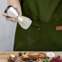 Bouteille à épices portable en plastique transparent à double compartiment pour le camping, le barbecue, le sel et le poivre