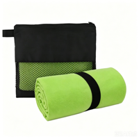 Serviette de sport 50x100cm avec sac de transport - Microfibre à séchage rapide - Couleur unie - Forme rectangulaire - Taille M - Vert