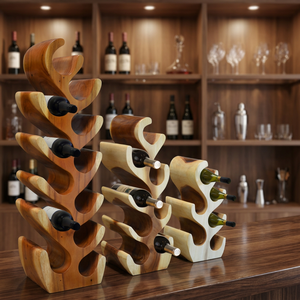 Ensemble de 3 supports à vin en bois de suar - Product Image 3