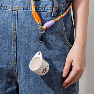 Tasse en céramique de Chaozhou blanche 40 ml portable avec cordon de transport, tasse individuelle pour boissons - Product Image 3