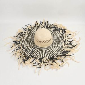 Sombrero de Sol de Moda para Mujer, Estilo Informal, con Borde Crudo, Ala Ancha, para Vacaciones en la Playa, Dos Tonos, Tejido de Papel, Estilo Floppy, Novedad 2024 - Product Image 6