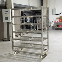 OEM Private Label Industriële RVS Droogrek Trolley Op Maat Laag Aantal Gaasbakken Formaat Laser Logo Mobiel Met Wielen