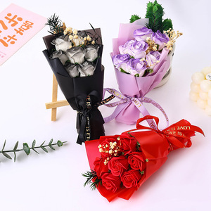 Bouquet de roses artificielles miniatures en savon, cadeau de festival, pour événements, anniversaires, cadeau d'accompagnement, vente en gros - Product Image 2