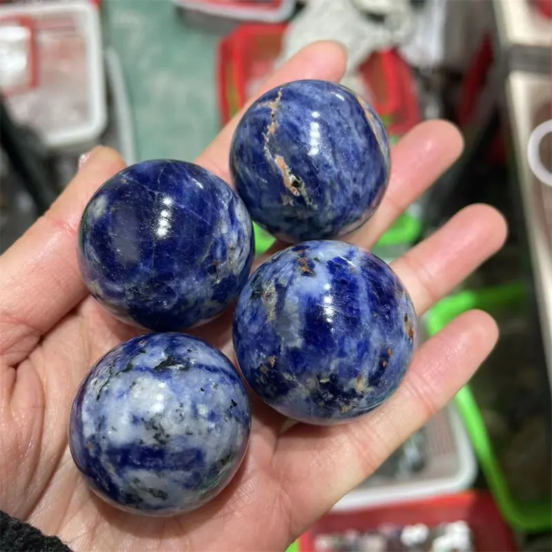 Esferas de cristal de sodalita azul natural para presente, bolas de cristais de 30-40 mm, pedras de cura, novidades