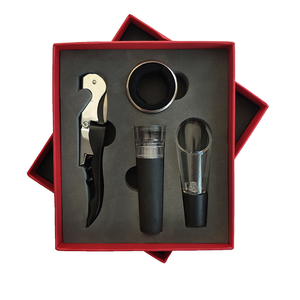 Wholesale Wine Accessories Corkscrew Foil Cutter <b>Bottle</b> <b>Stopper</b> Aerator Pourer Opener Set Gift Box for Parties - Product Image 6