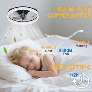 พัดลมเพดานคริสตัลทันสมัยพร้อมไฟ LED สีดำแบบโปรไฟล์ต่ำสำหรับตกแต่งบ้านห้องนั่งเล่น - Product Image 3