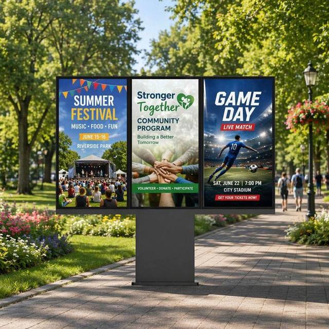 Outdoor Waterproof Triple Screen Digital Signage Totem Floor Standing Display High Brightness LCD Kiosk for Commercial Use