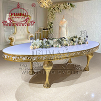Meubles modernes de décoration de mariage, réception d'hôtel, ensemble table et chaises ovales en MDF pour événements