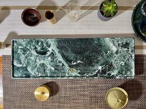 แผ่นหินอ่อนธรรมชาติสีเขียวแบบอินเดียถาดชาแบบจีนแผ่นกระดานชาห้องนั่งเล่นลูกค้าห้องดื่ม - Product Image 6