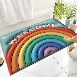 พรมเช็ดเท้ารูปหัวใจสีรุ้ง 3 มิติ ขนาด 40x60 ซม. กันลื่น ดูดซับน้ำ รูปทรงสี่เหลี่ยมผืนผ้า ลายการ์ตูน สำหรับห้องน้ำ ห้องอาบน้ำ ใช้ในบ้าน - Product Image 5