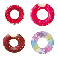 Bouée gonflable mignonne en forme de donut, motif fruits en PVC, pour la plage et la piscine, pour adultes et enfants, idéale pour les fêtes aquatiques estivales