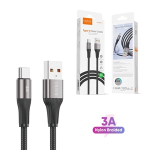 VIDVIE nhanh chóng sạc nylon bện dây <span class=keywords><strong>USB</strong></span> Loại C Cổng 3A nhanh sạc Cabo đen trắng 1m 2M 3m cáp dữ liệu chargeur điện thoại - Product Image 1