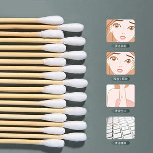 Hisopos de Algodón de Doble Punta con Palito de Madera, Paquete de 100 Unidades, Hisopos Redondos de Algodón Desechables para Limpieza Cosmética - Product Image 4