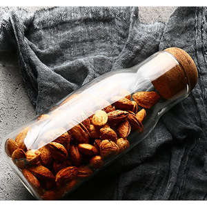 Tarro de vidrio con tapa de corcho, forma cilíndrica, para refrigerios, uso doméstico, tamaño M, transparente e incoloro - Product Image 4
