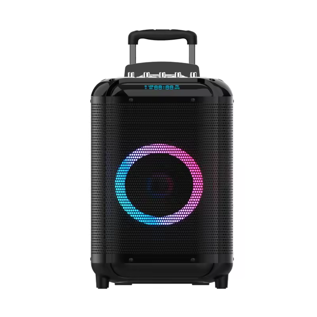 Hot Sale Bluetooth Speaker With MIC Colorful Led Light, Karaoke Wooden Box Outdoor Professional DJ Trolley Speaker