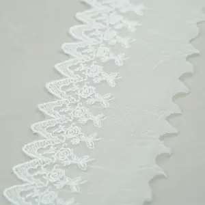 Fashion putih pengantin bordir renda potong Crochet kimia renda Trim putih