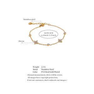 जिनयू 4366 फैशन डिजाइन चमकदार जिरकोनिया फूल ब्रेसलेट pvd 18k सोने की प्लेटेड स्टेनलेस स्टील चेन ब्रेसलेट - Product Image 6