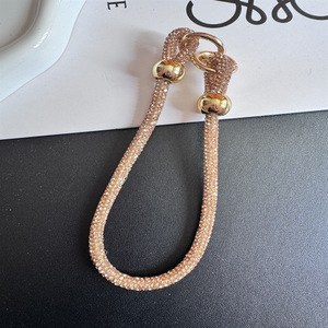 Chaîne de téléphone en corde rouge tressée à la main avec <span class=keywords><strong>perles</strong></span> entièrement serties de diamants, accessoires métalliques semi-finis pour couple DIY - Product Image 5