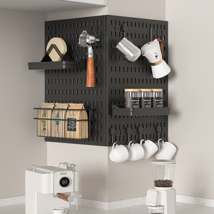 Kit combinato con Pegboard con mensola e ganci senza punzonatura per Garage cucina soggiorno bagno ufficio, pannello forato da parete Organizer - Product Image 3