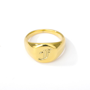 Personalizado de viejo inglés font alfabeto carta láser grabado anillo de sello de oro de diseño anillos inicial - Product Image 2