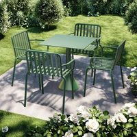 Ensemble table et chaises carrées compactes en fer forgé pour jardin/balcon/cour, idéal pour salon de thé/café - Design extérieur trois pièces résistant au vent