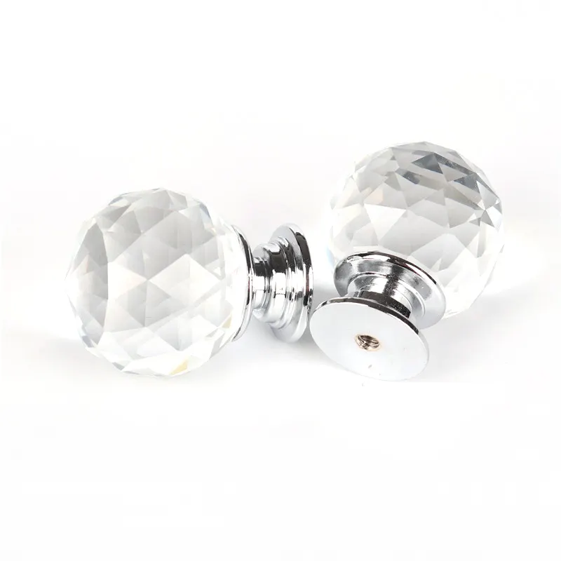 Chinese Factory Crystal Glass Door Handle Wholesale Decorative Crystal Glass Door Handles Knobs with Diamond