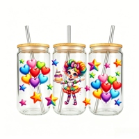 Clown Drôle Dessin Animé 16oz UV DTF Wrap Gobelet Imperméable Autocollant Transfert Comédie pour Tasse Verre Faible MOQ