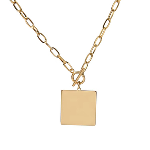 Collana con ciondolo cuore Hip Hop utilizzata per lettere Laser ciondolo geometrico OT lucchetto placcato in <span class=keywords><strong>oro</strong></span> collana da donna - Product Image 6