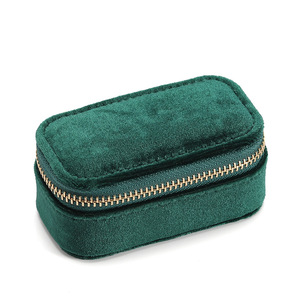 Nouvelle boîte à bijoux de luxe rectangulaire en velours et mini-cuir, faite à la main, imprimée, avec fermeture éclair, pour emballage cadeau, portable et de voyage - Product Image 5