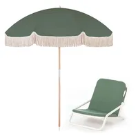 יוקרה אישית אלומיניום חוף כיסא עם עץ מוט מצויץ חוף שמשייה מטריית כותנה גדילים