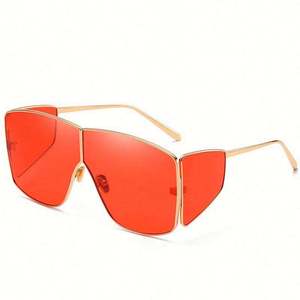 Nouvelles Lunettes de Soleil Carrées Surdimensionnées pour Femmes, Monture Métallique Rétro Rouge, Tendance 2020 - Product Image 2