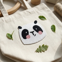 AWELLS Patch brodé mignon en forme de visage de panda, thermocollant ou à coudre, pour vêtements d'enfants, sacs et chapeaux