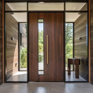 Puerta de Entrada Blindada de Alta Gama <span class=keywords><strong>para</strong></span> Exteriores con Diseño de Madera, Puerta de Entrada Moderna de Acero de Seguridad Antirrobo en Venta - Product Image 5