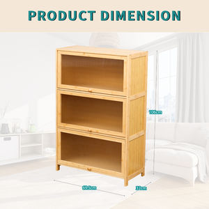 Espositore Autoportante in Bambù con 3 Ante Ribaltabili in Acrilico per Organizzazione e Dispensa - Product Image 6