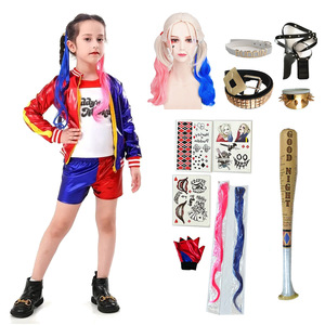 Set Giacca, Camicia, Pantaloni e Guanti Stampati Rosso e Blu per Bambine, Costume di Halloween per Ragazze - Product Image 1